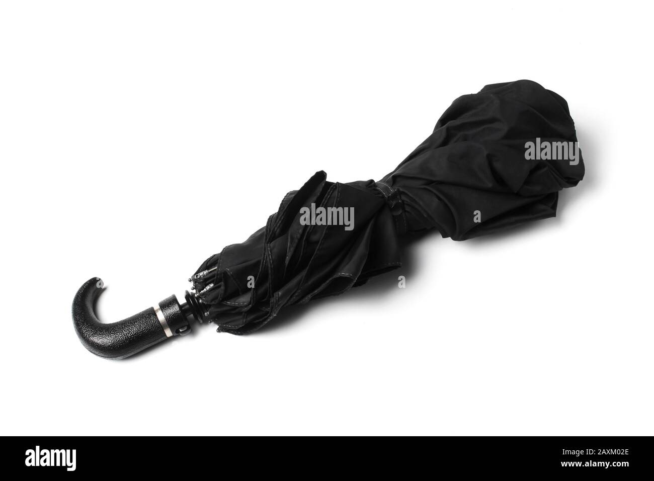 Parapluie automatique mâle noir isolé sur blanc Banque D'Images