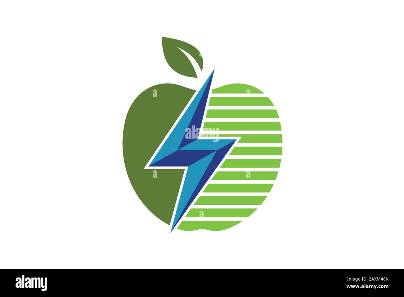 Symbole du logo Apple et électricité dans un style plat sur fond blanc Illustration de Vecteur