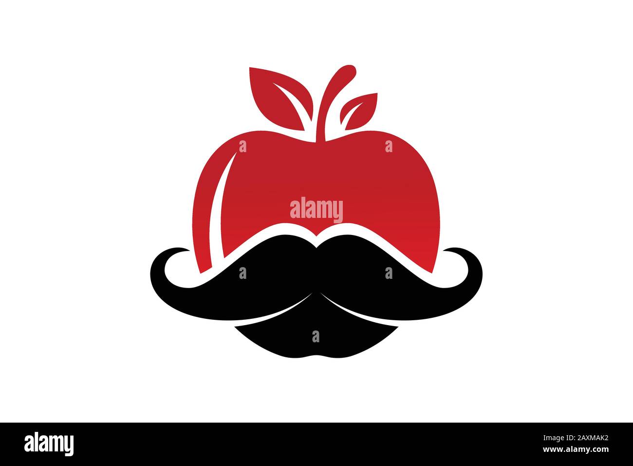 Le symbole du logo Apple et de la moustache est à plat sur fond blanc Illustration de Vecteur