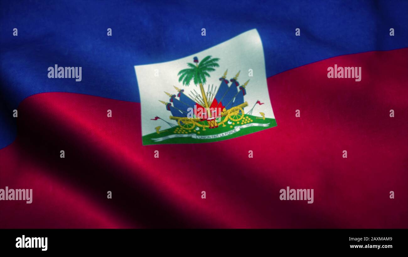 Haïti drapeau waving dans le vent. Drapeau national d'Haïti. Signe d'Haïti. illustration tridimensionnelle. Banque D'Images