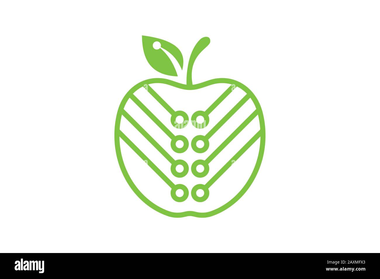 Symbole du logo Apple pixel / data dans un style plat sur fond blanc Illustration de Vecteur