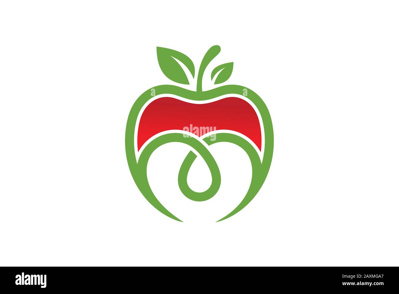 Symbole du logo Apple et coeur en style plat sur fond blanc Illustration de Vecteur