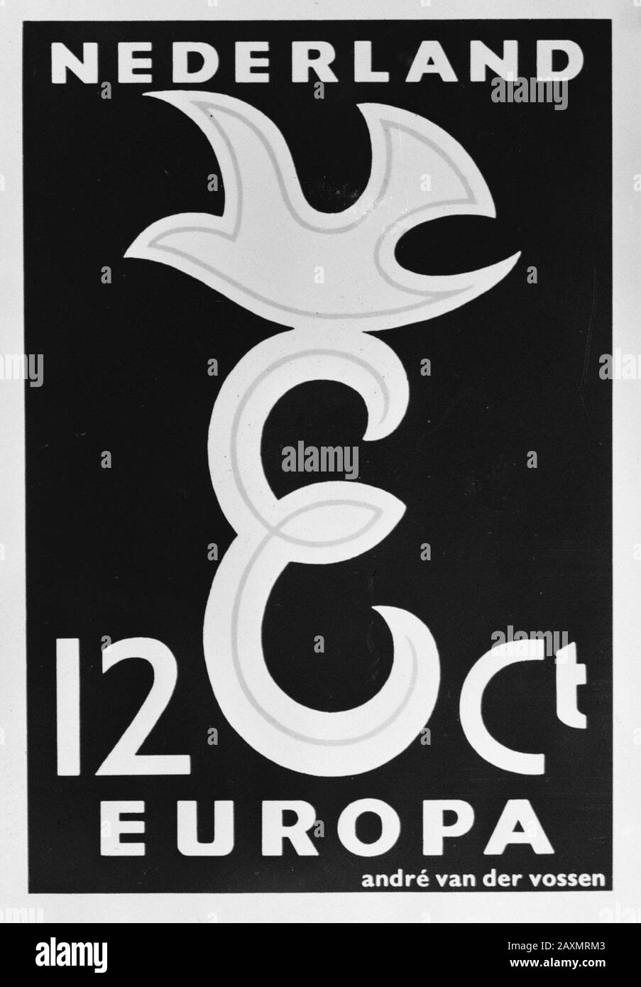 Русский : Почтовая Марка Нидерландов, 1958. Чернодрук Postage Stamp Pays-Bas, 1958. Black Prints Collection / Archive: Photo Collection Anefo Report / Series: New Europe Stamp Date: 30 Juillet 1958 Banque D'Images