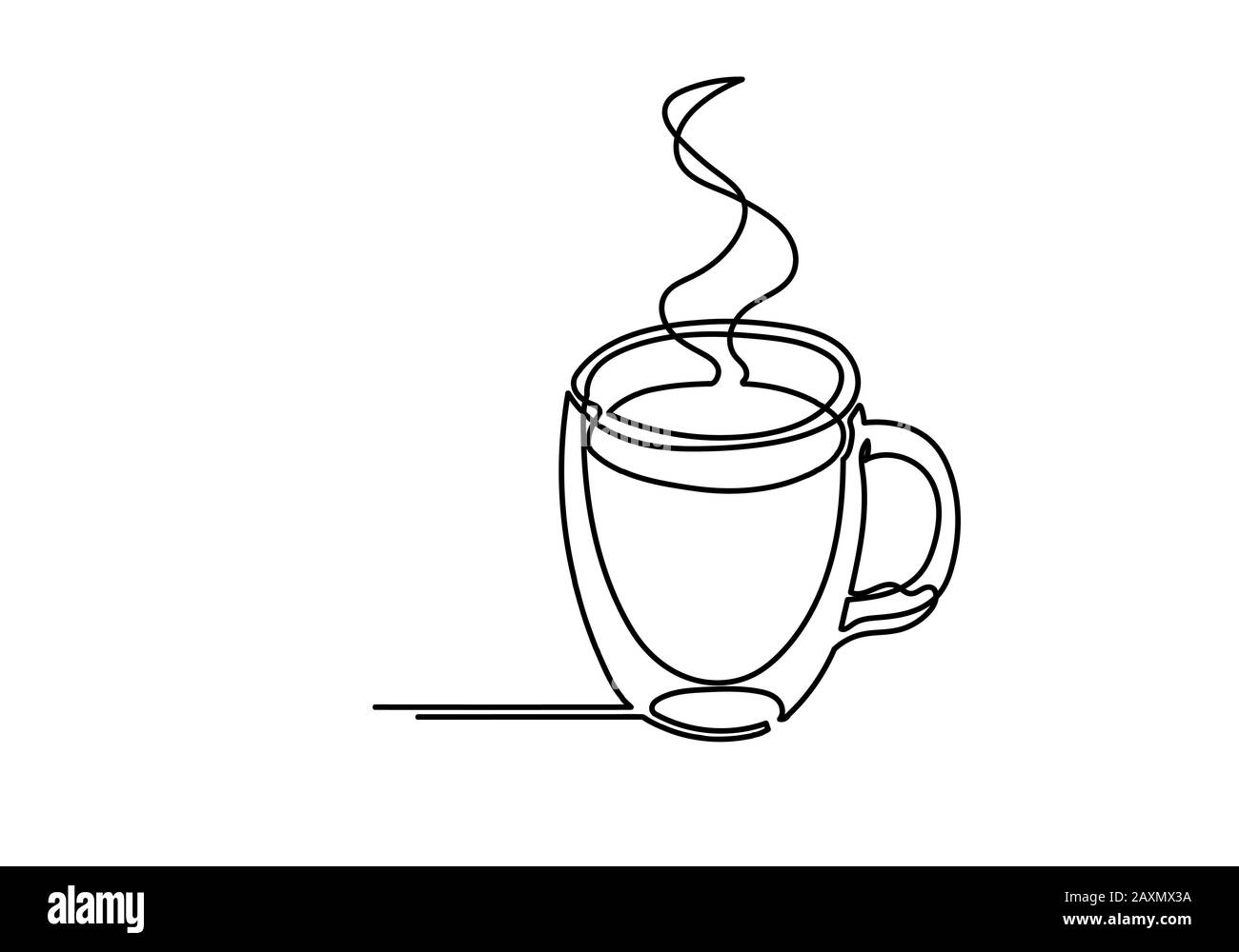 Dessin continu d'une ligne de tasse de café. Illustration vectorielle. Banque D'Images