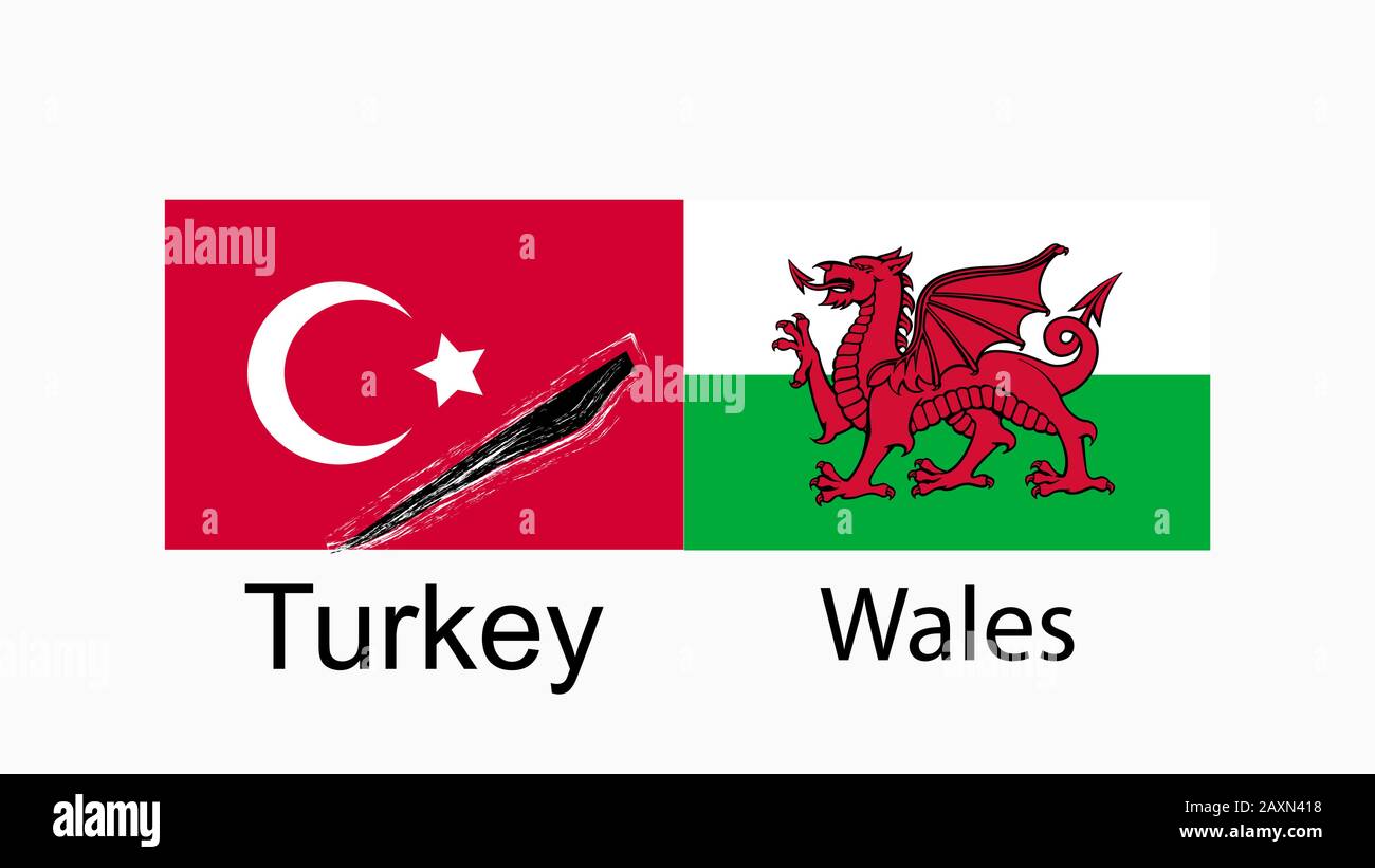 Championnat européen de football 2020, bannière, web design, match entre la Turquie et le Pays de Galles Illustration de Vecteur