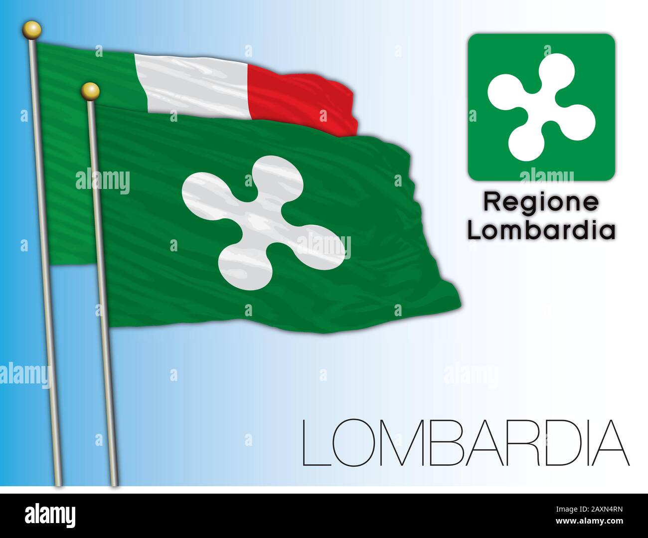 Lombardie drapeau régional officiel et armoiries, Italie, illustration vectorielle Illustration de Vecteur