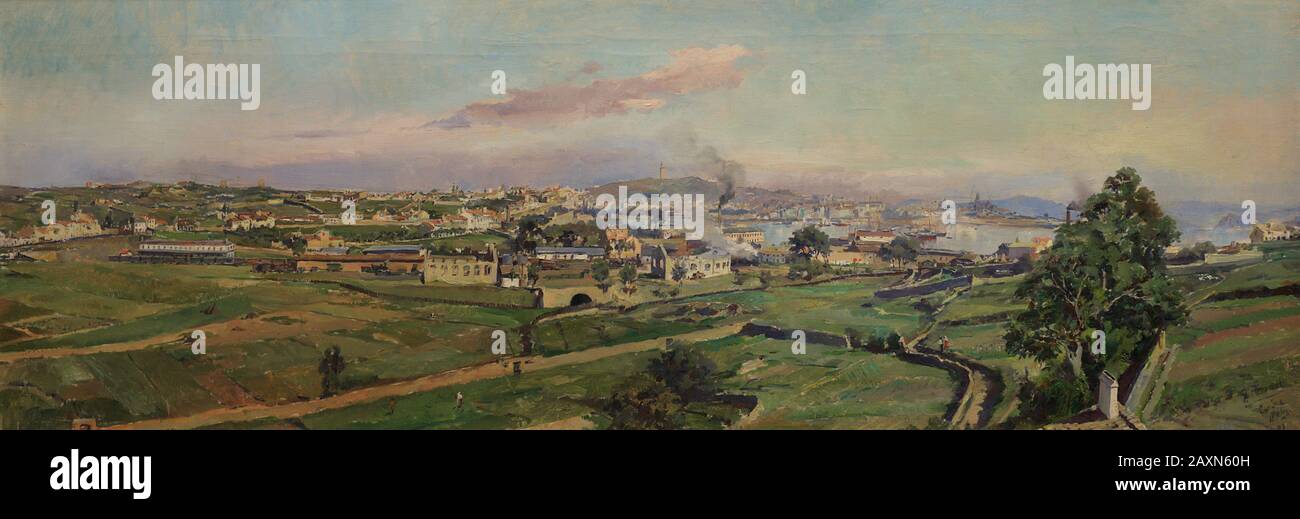 Alejandro Ferrant Fischermans (1843-1917). Peintre espagnol. Vue SUR LA Corogne, 1891. Musée Des Beaux-Arts De La Corogne, Galice, Espagne. Banque D'Images