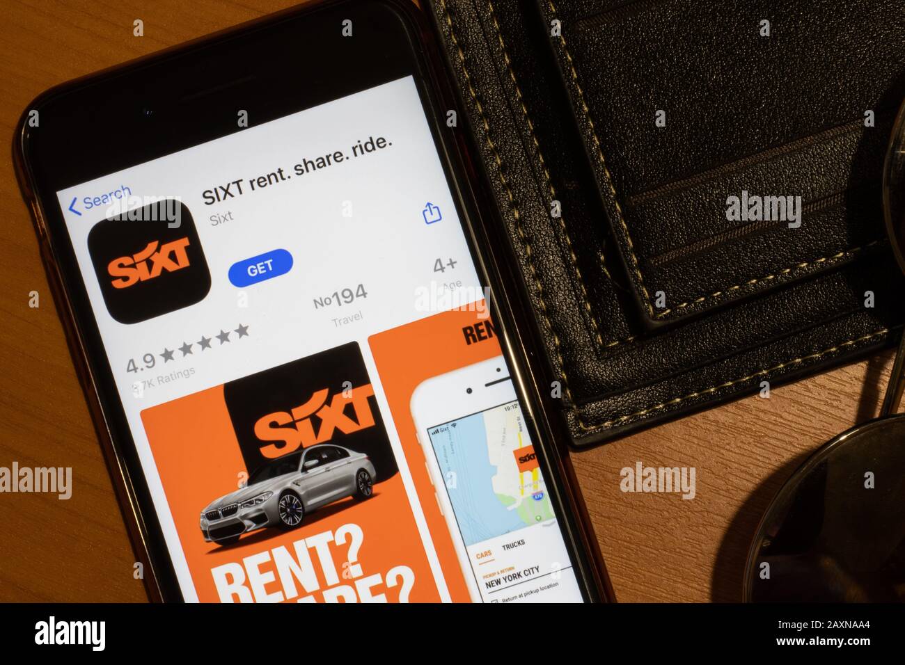 Los Angeles, Californie, États-Unis - 12 février 2020: Sixt Rent App Store close up , Editorial illustratif Banque D'Images