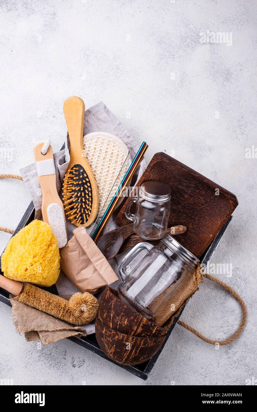 Accessoires écologiques pour la maison zéro déchet Banque D'Images