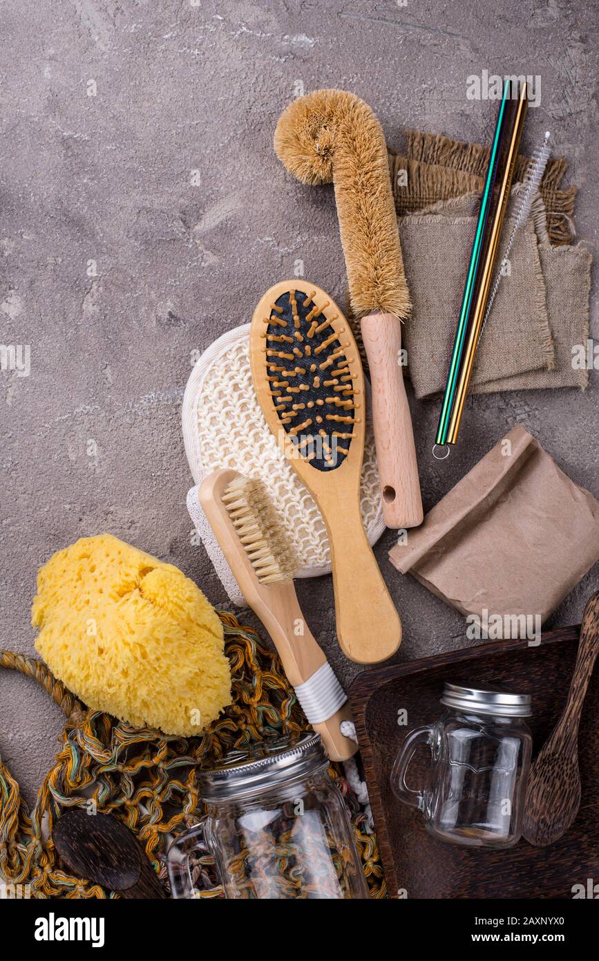 Accessoires écologiques pour la maison zéro déchet Banque D'Images