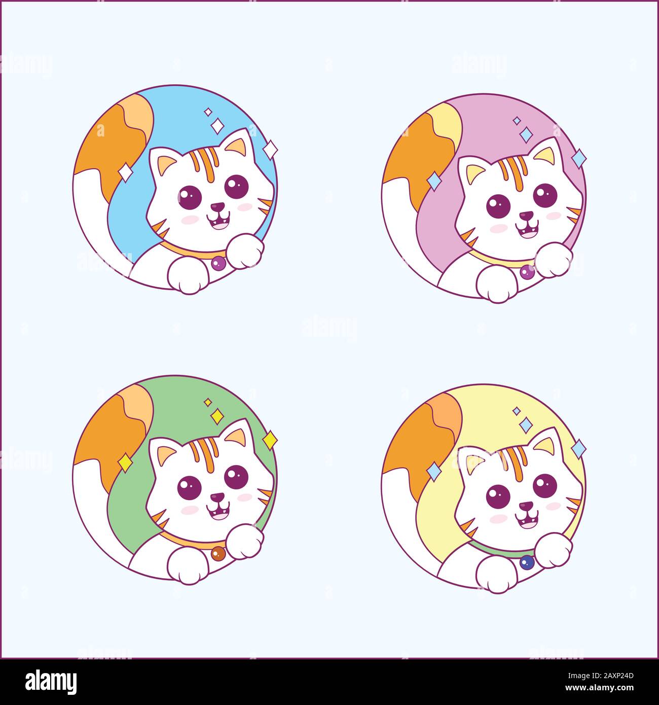 Illustration vectorielle logo de chat mignon Illustration de Vecteur