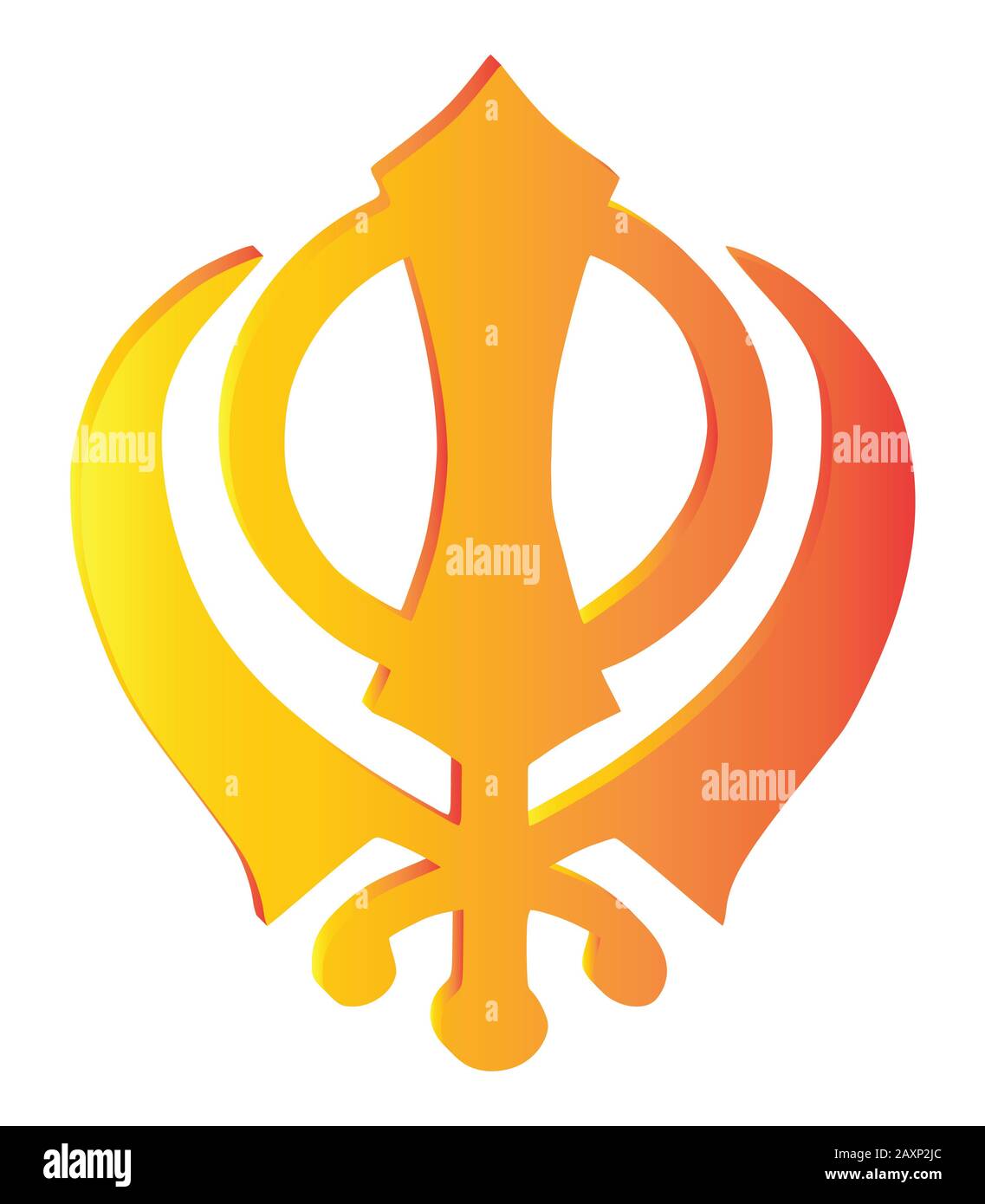 Le symbole principal du Sikhisme – signe Khanha (orange), fond blanc, isolé, illustration Banque D'Images