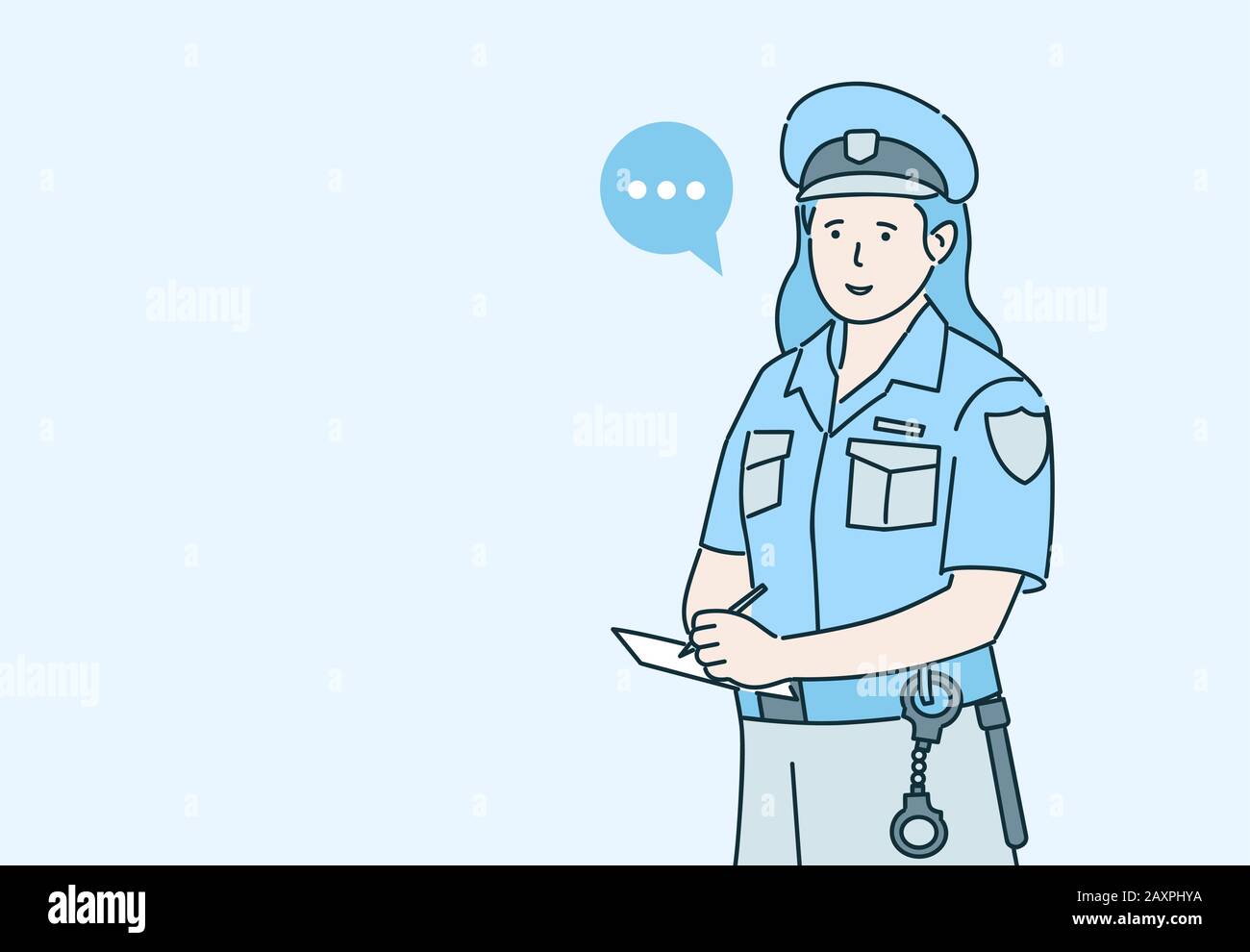 Policier émettant une illustration vectorielle de caricature avec bulle