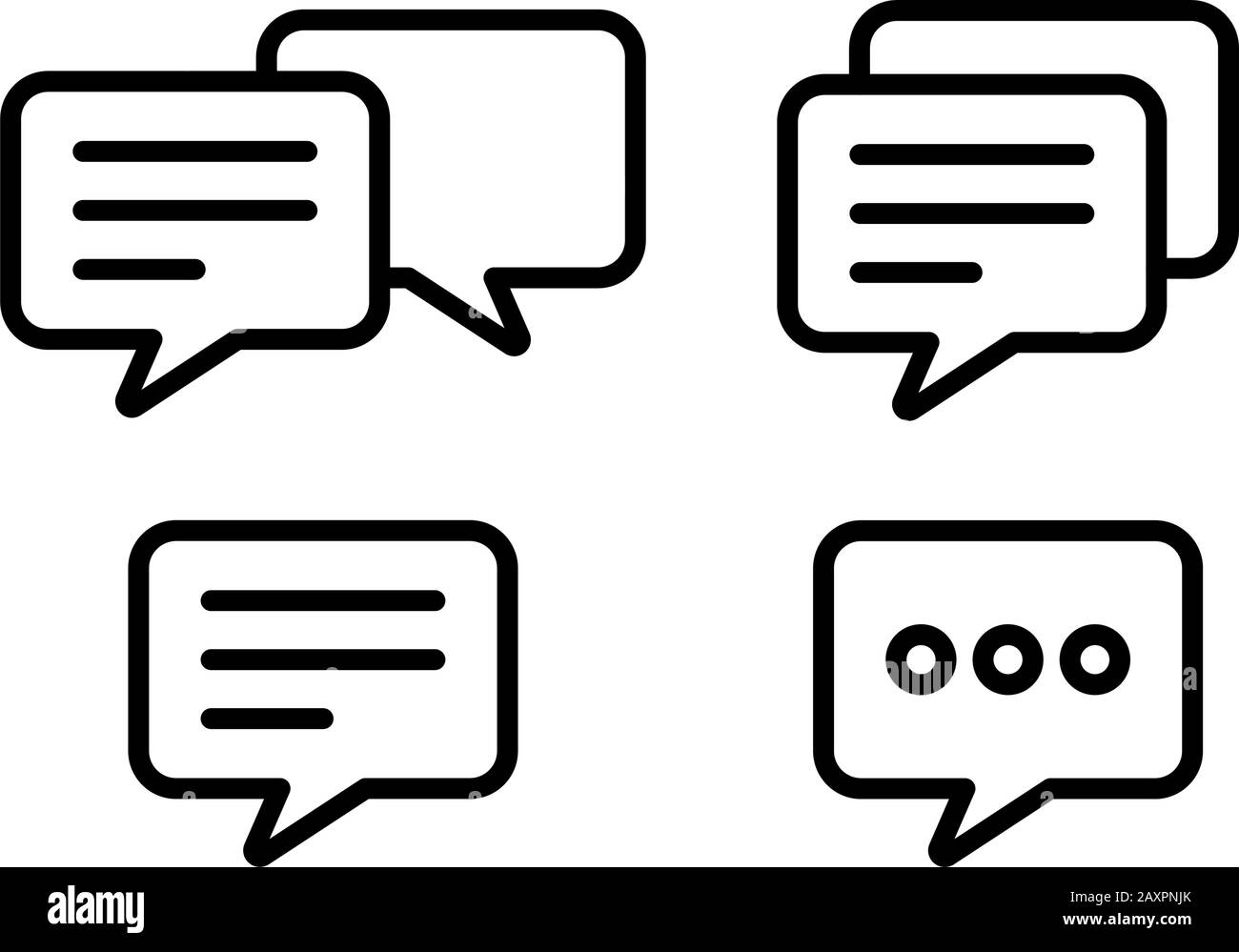 Jeu de vecteurs d'icône de contour d'écriture de message. Pictogramme de discussion de support. Illustration de Vecteur