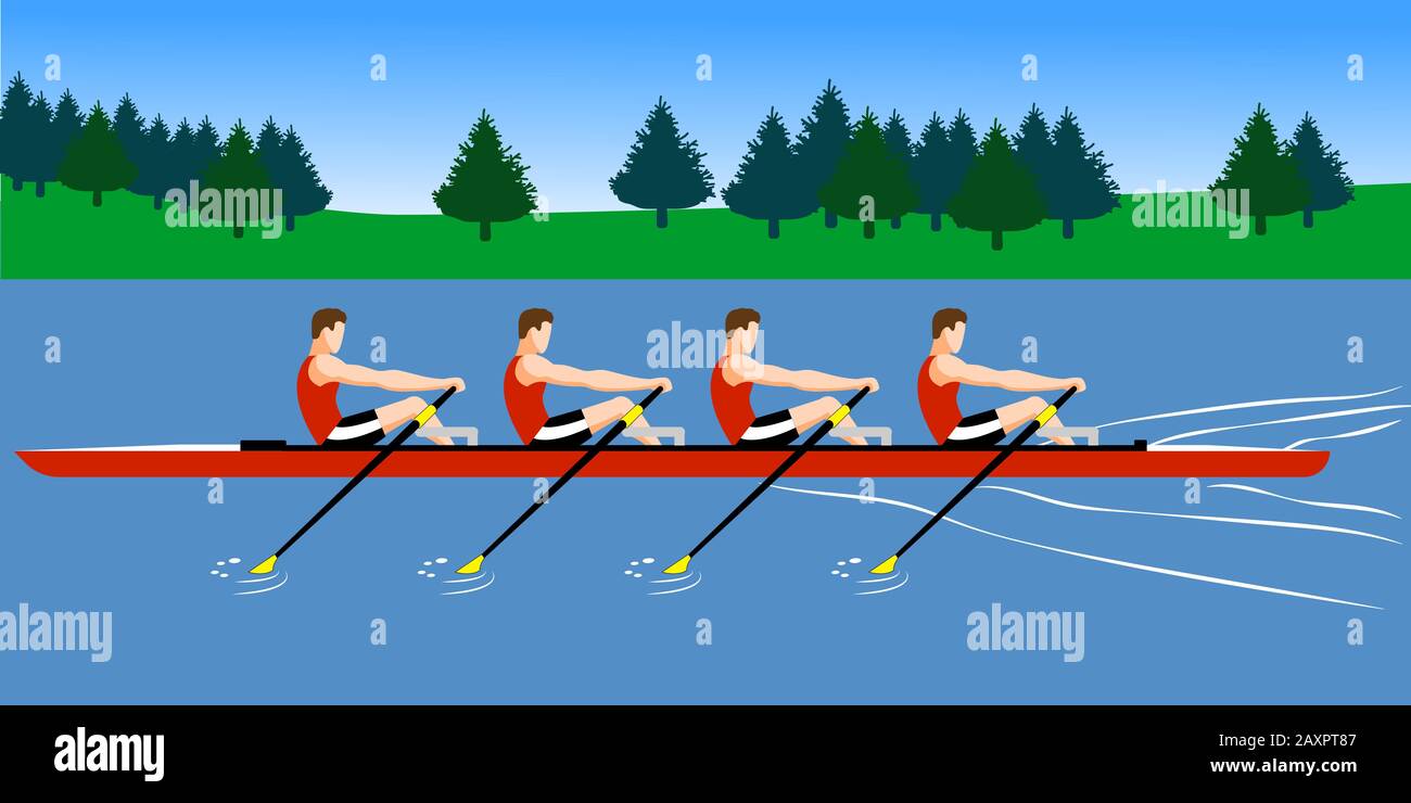 Formation de l'équipe de ramer avant la compétition Illustration de Vecteur
