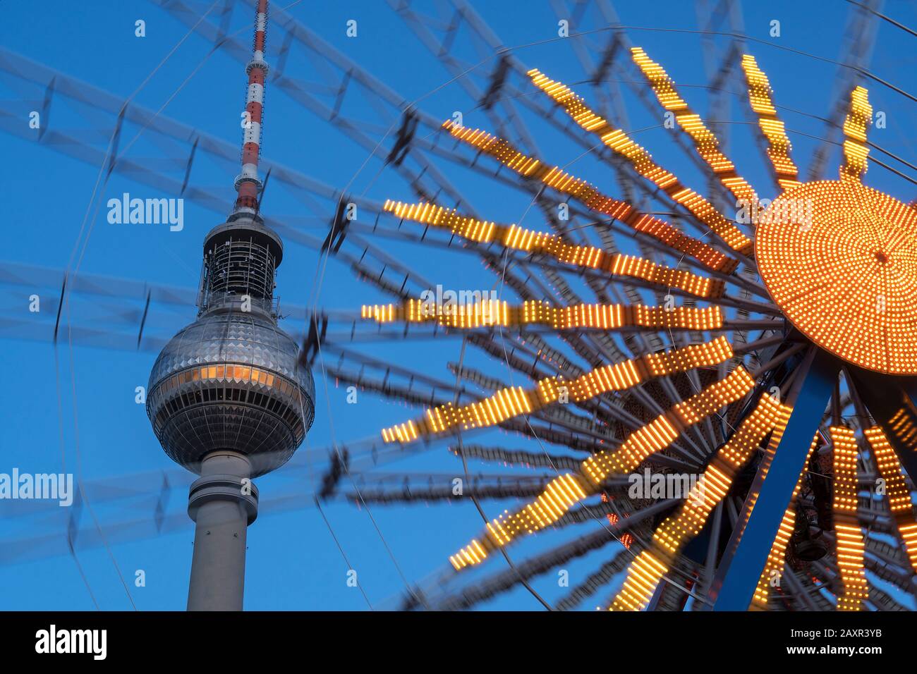 Berlin, place Alexander, Berlin, tour de télévision, roue Ferris, détail Banque D'Images