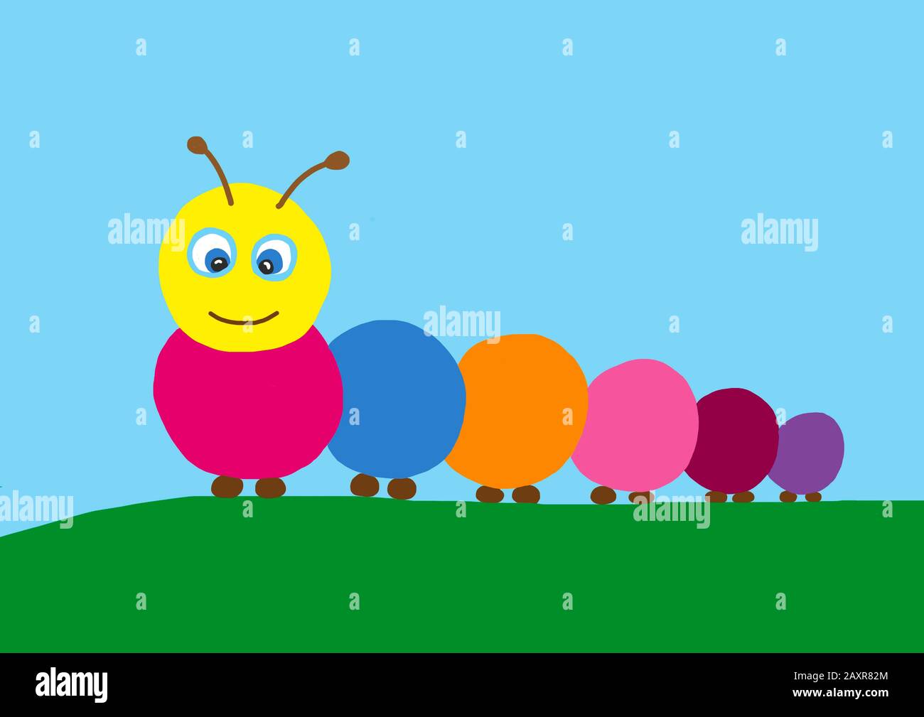 Illustration naïve, dessin pour enfants, caterpillar, Allemagne Banque D'Images