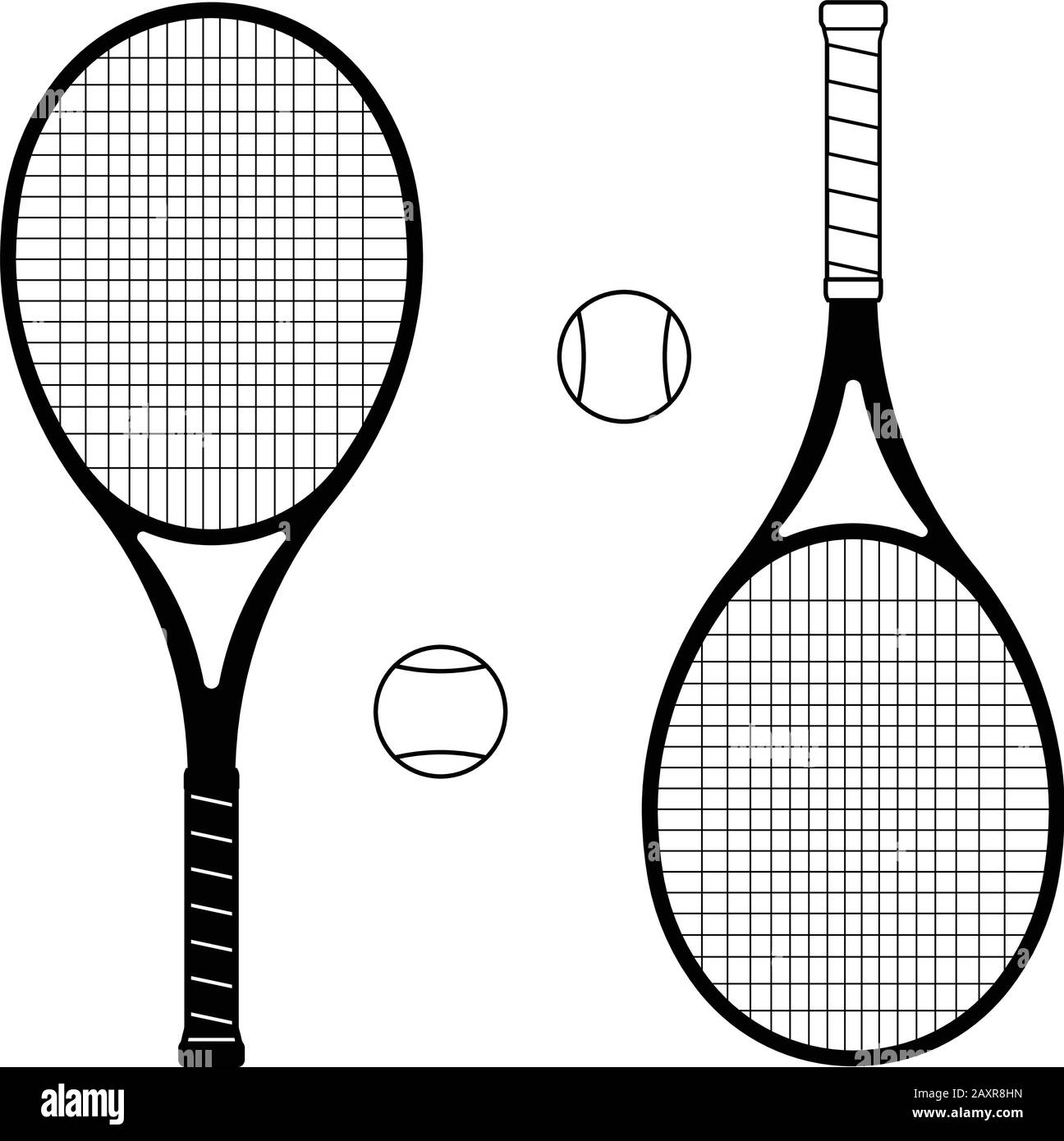 Raquette de tennis et boule sur fond blanc. Vecteur plat Illustration de Vecteur