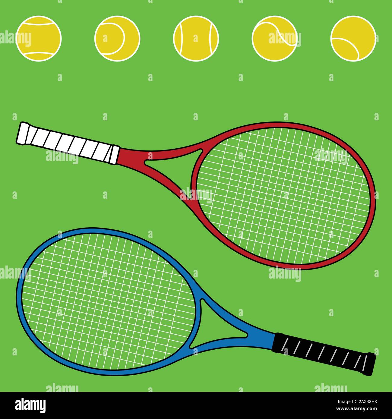Raquette de tennis et boule sur fond vert. Illustration vectorielle Illustration de Vecteur