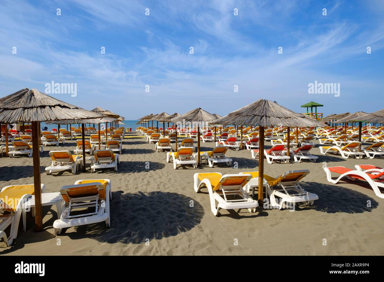Grande plage, Velika Plaza, à Ulcinj, Monténégro Banque D'Images