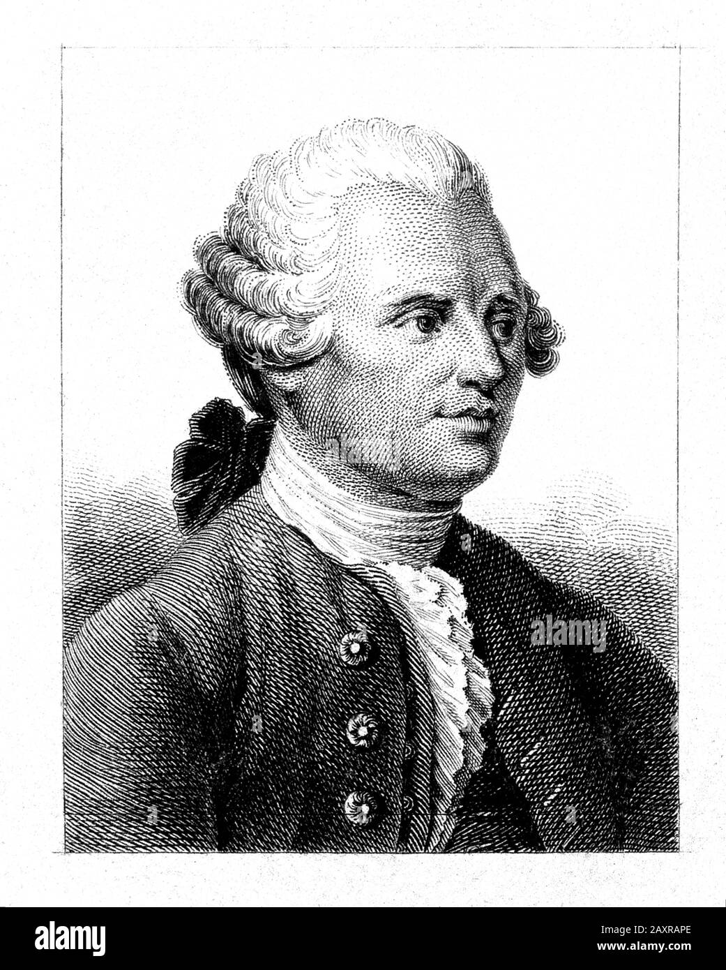 1783 CA , FRANCE : le célèbre mathématicien français , mécaniste , physicien , philosophe et théoricien de la musique JEAN LE ROND d'ALEMBERT ( 1717 – 1783 ) . Portrait gravé par auteur non identifié , XIX siècle . Jusqu'en 1759, il est également co-rédacteur en chef avec Denis Diderot de l'Encyclopédie. - ALEMBERT - ILLUMINISTA - ILLUMINISM - ENCICLOPEDIA - ENCICLOPEDISTA - ILLUMNINISMO - ILLUMINISM - FILOSOFO - FILOSOFIA - PHILOSOPHIE - perruque - perrucca - col - coletto - incisione - gravure - illustration - illustrazione - Dalembert - Alembert - Archivio Gembert - Archibert Banque D'Images