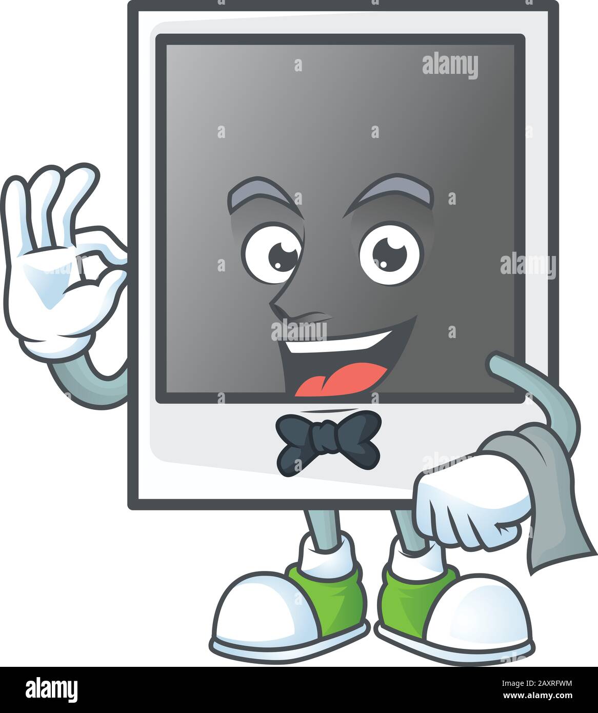 Une mascotte vide à cadre photo poloïde de caricature travaillant comme serveur Illustration de Vecteur Une mascotte vide à cadre photo poloïde de caricature travaillant comme serveur Illustration de Vecteur