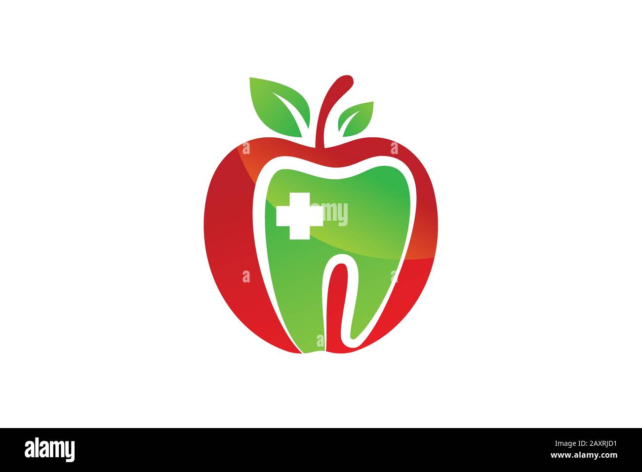 Logo pomme dentaire symbole design, dents de pomme verte dent dent dent dent dent dentaire dentiste image icône Illustration de Vecteur