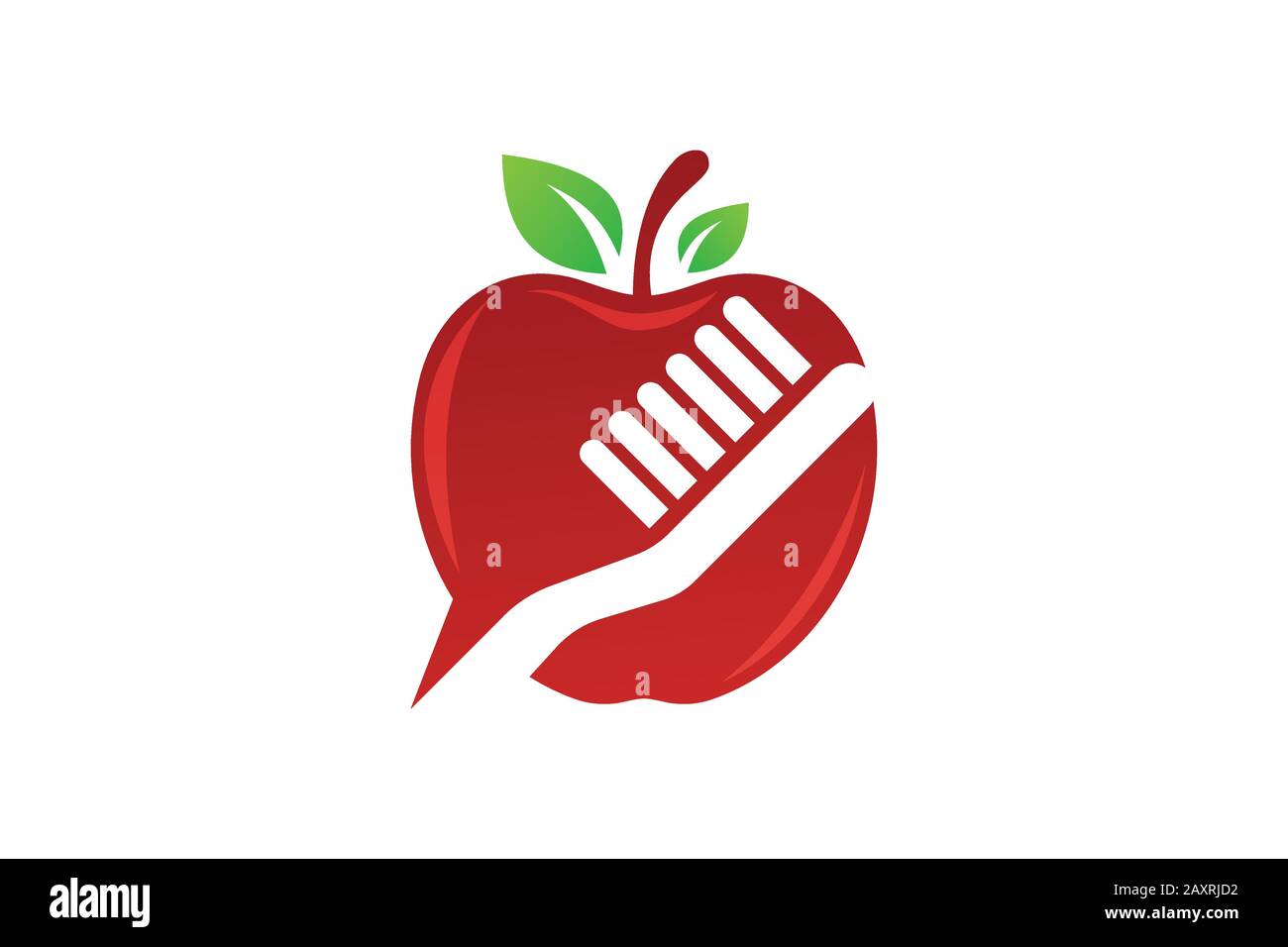 Symbole représentant le logo de la combinaison Apple et brosse à dents sur fond blanc Illustration de Vecteur