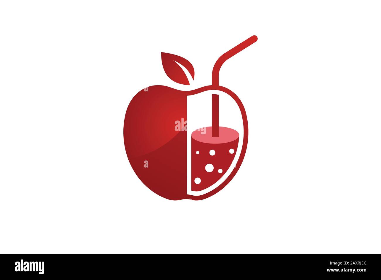 Illustration du logo vectoriel du jus de pomme frais isolée sur fond blanc. Logo fruit Vector. Logo vectoriel du café bar. Jus De Pomme Nourriture Et Boisson Illustration de Vecteur