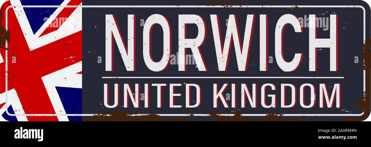Norwich , Royaume-Uni , illustration vectorielle rouillée des panneaux routiers, tableau des routes Illustration de Vecteur