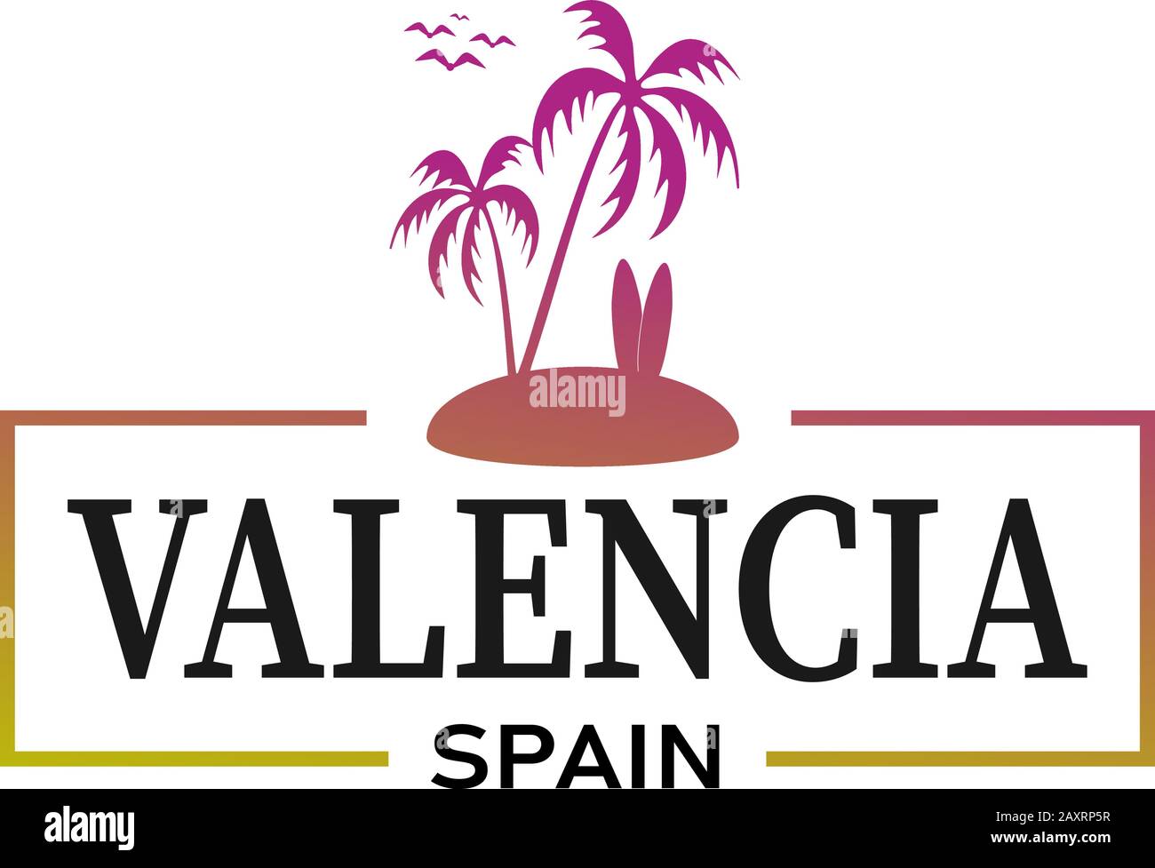 Villes d'Espagne VALENCIA Palm Beach t-shirt design Illustration de Vecteur