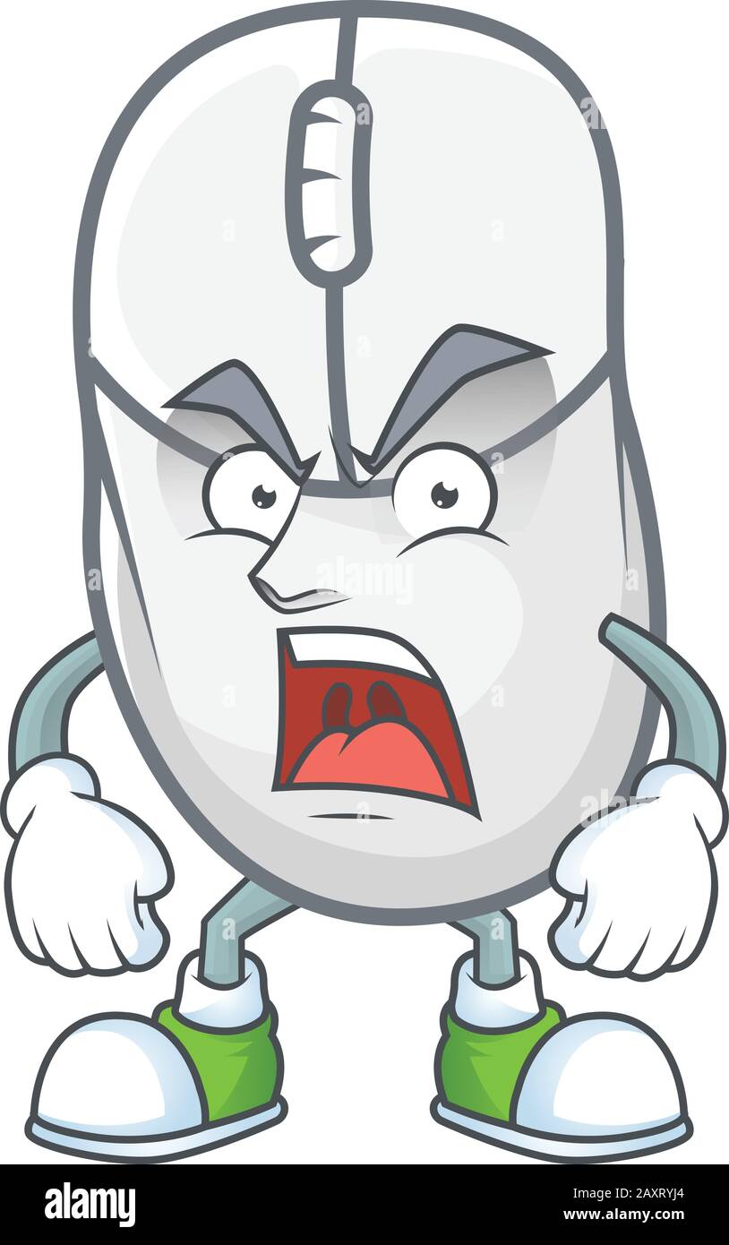 Dessin de personnage de dessin animé de souris blanc avec visage en colère Illustration de Vecteur