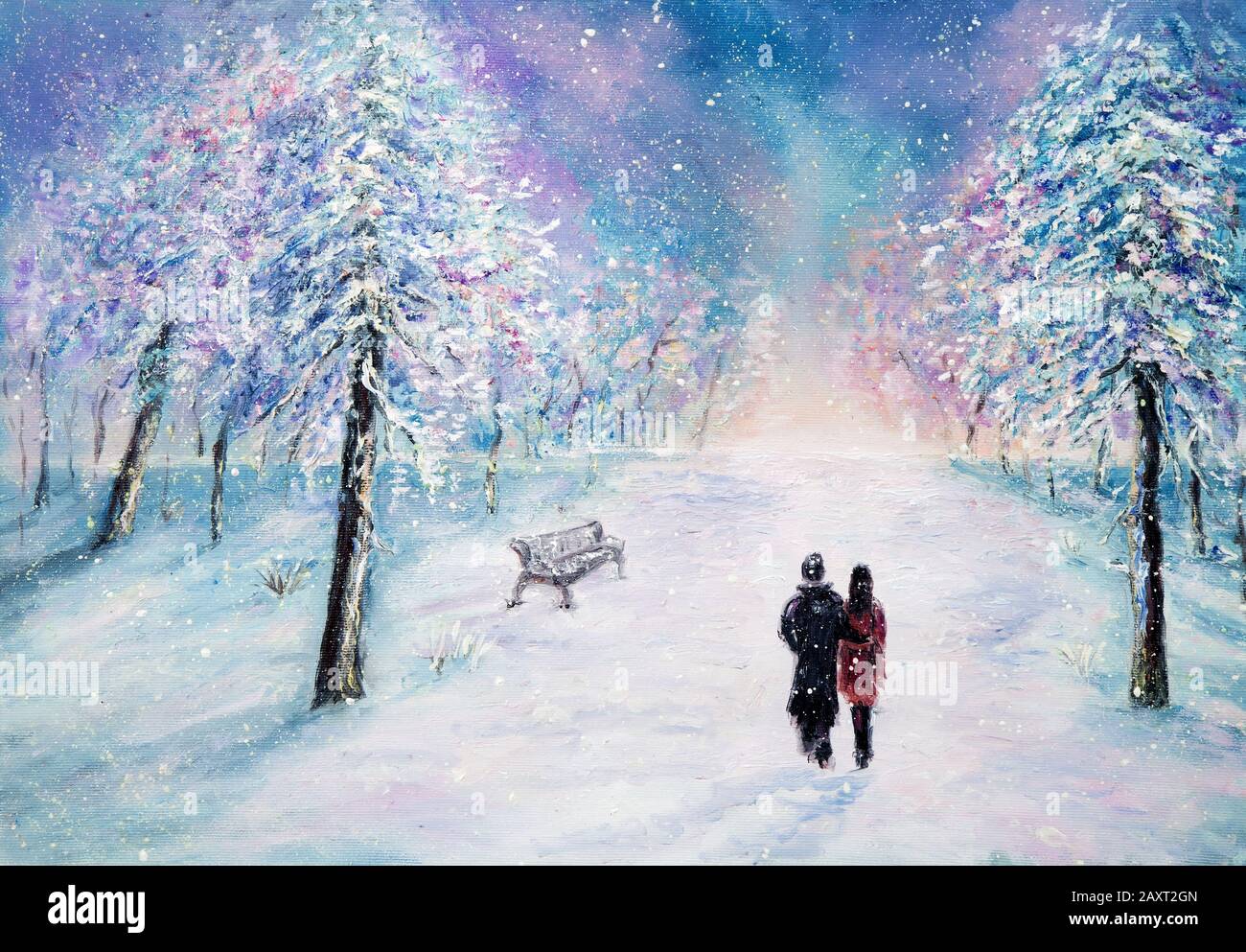 Résultat de recherche d'images pour "peinture abstraite, 2 personnes marchent l'hiver"