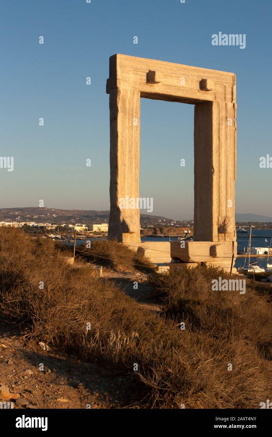 La porte du soleil dans la ville de Naxos, Grèce Banque D'Images