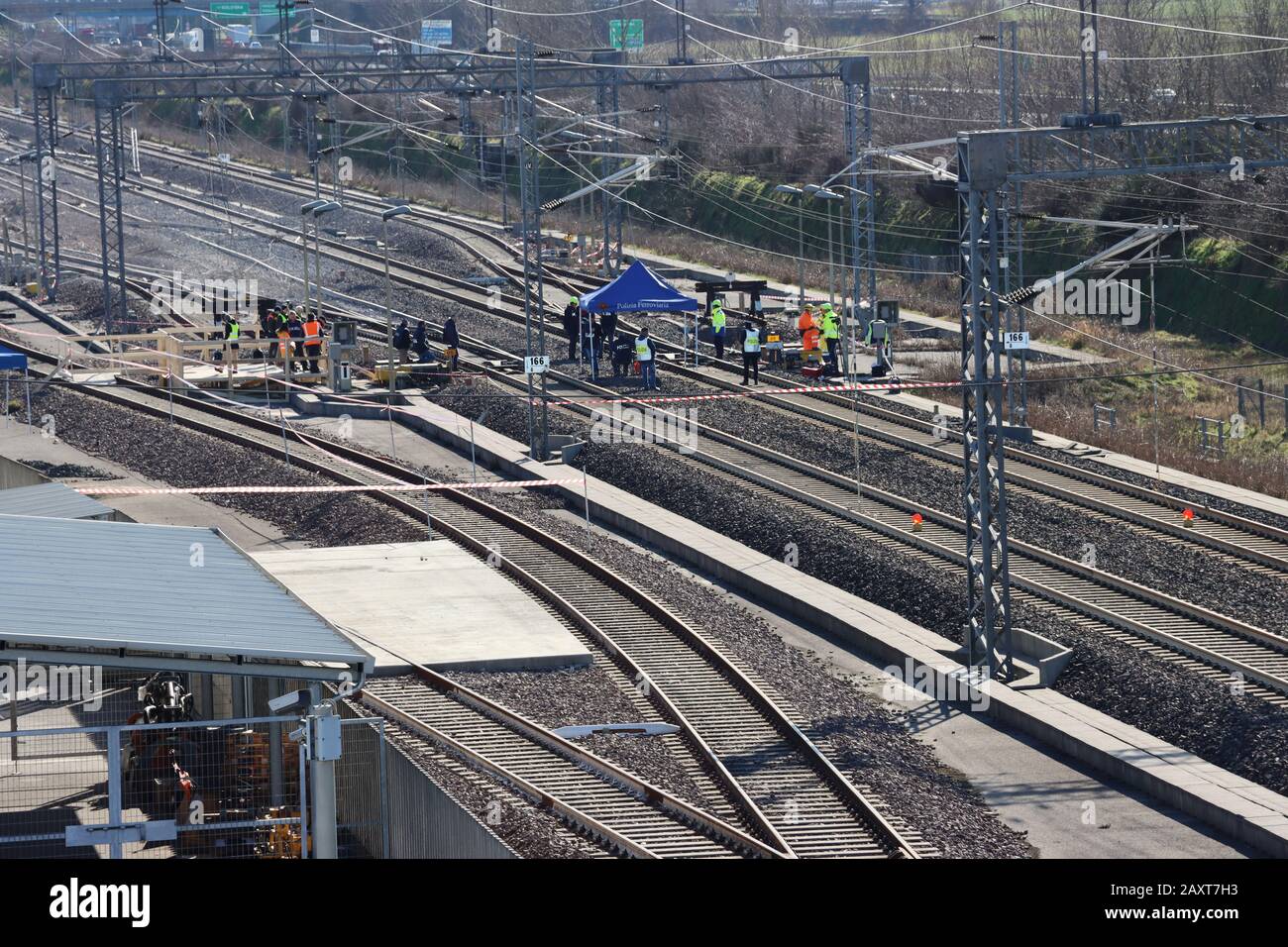 Frecciarossa train crash Tracks, Livraga, Italie Banque D'Images