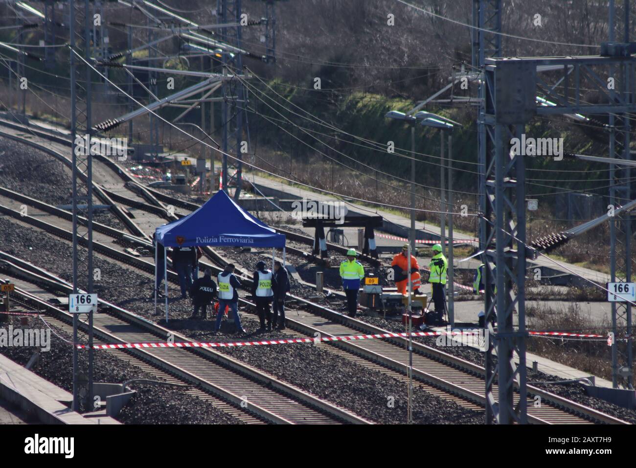 Frecciarossa train crash Tracks, Livraga, Italie Banque D'Images