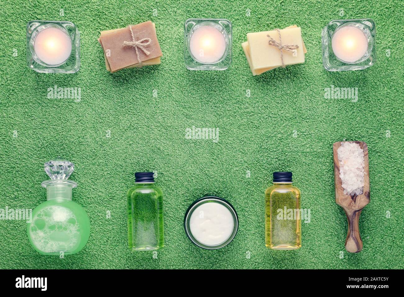 Produits naturels pour spa et des bougies, l'arrière-plan with copy space Banque D'Images