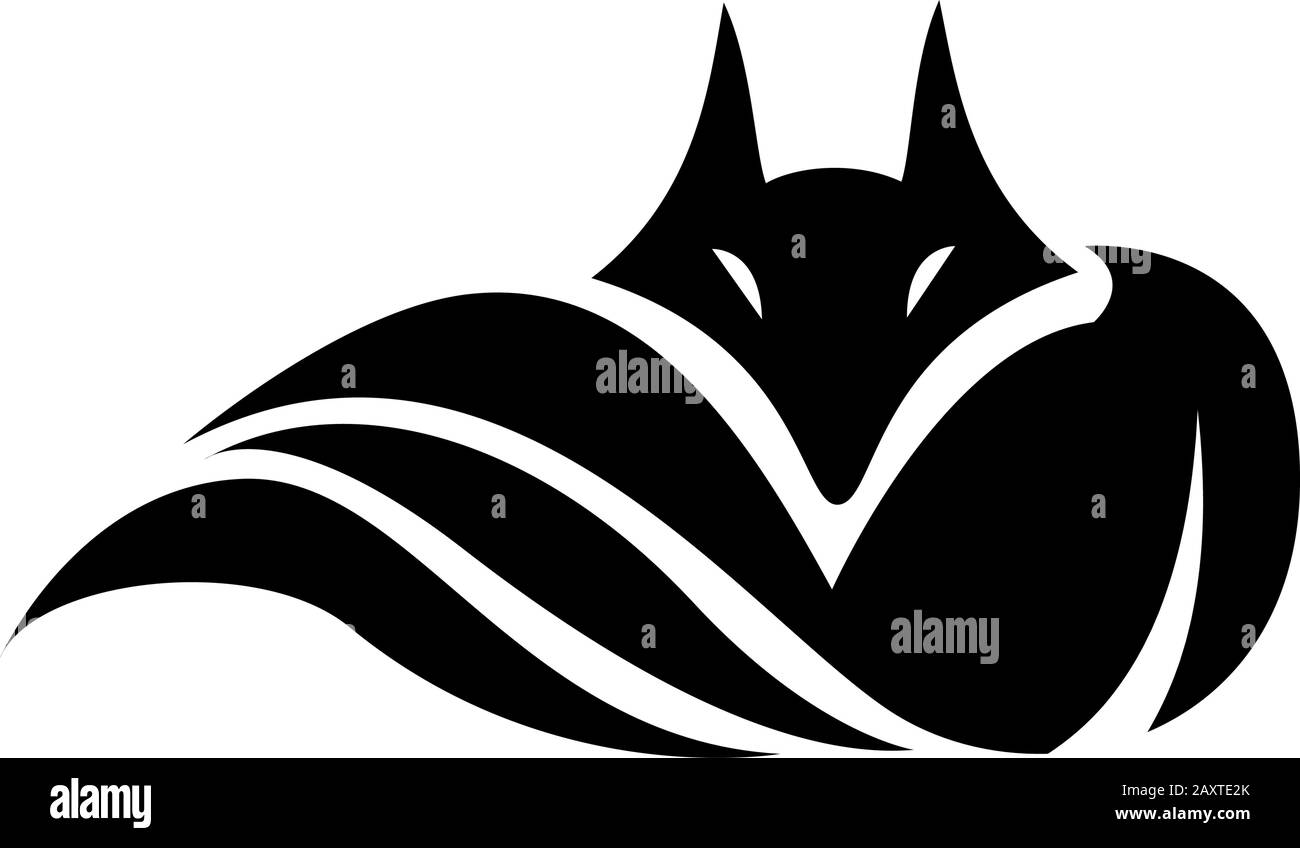 Signe vectoriel Fox dans un design plat noir Illustration de Vecteur