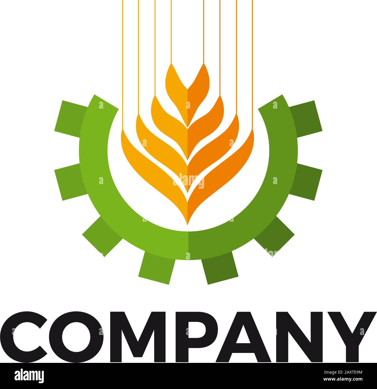 Concept de biotechnologie. Blé et engrenage. Signe abstrait vectoriel Illustration de Vecteur