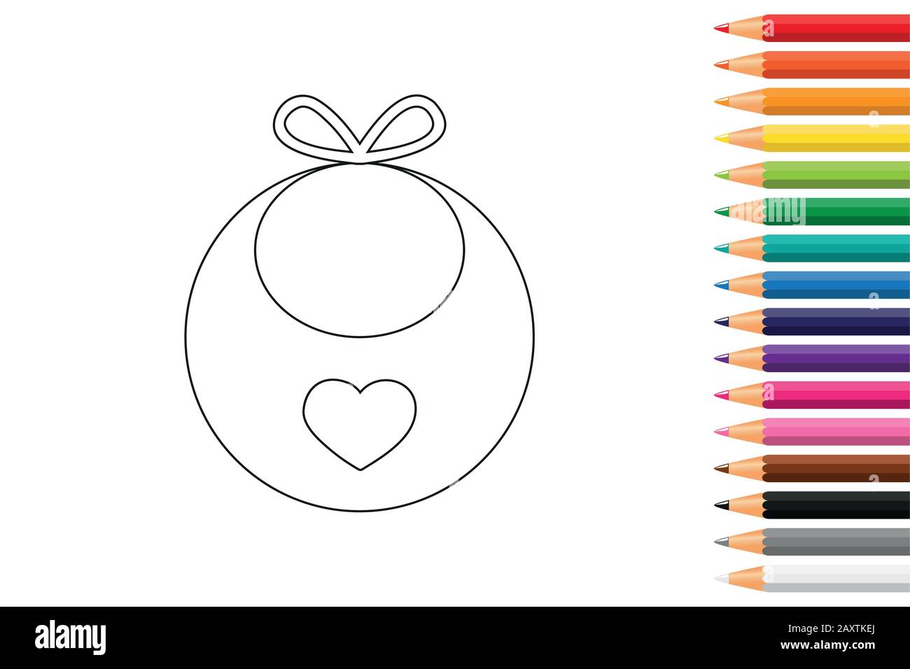 Bavoir bébé pour livre de coloriage avec crayons illustration vectorielle EPS10 Illustration de Vecteur
