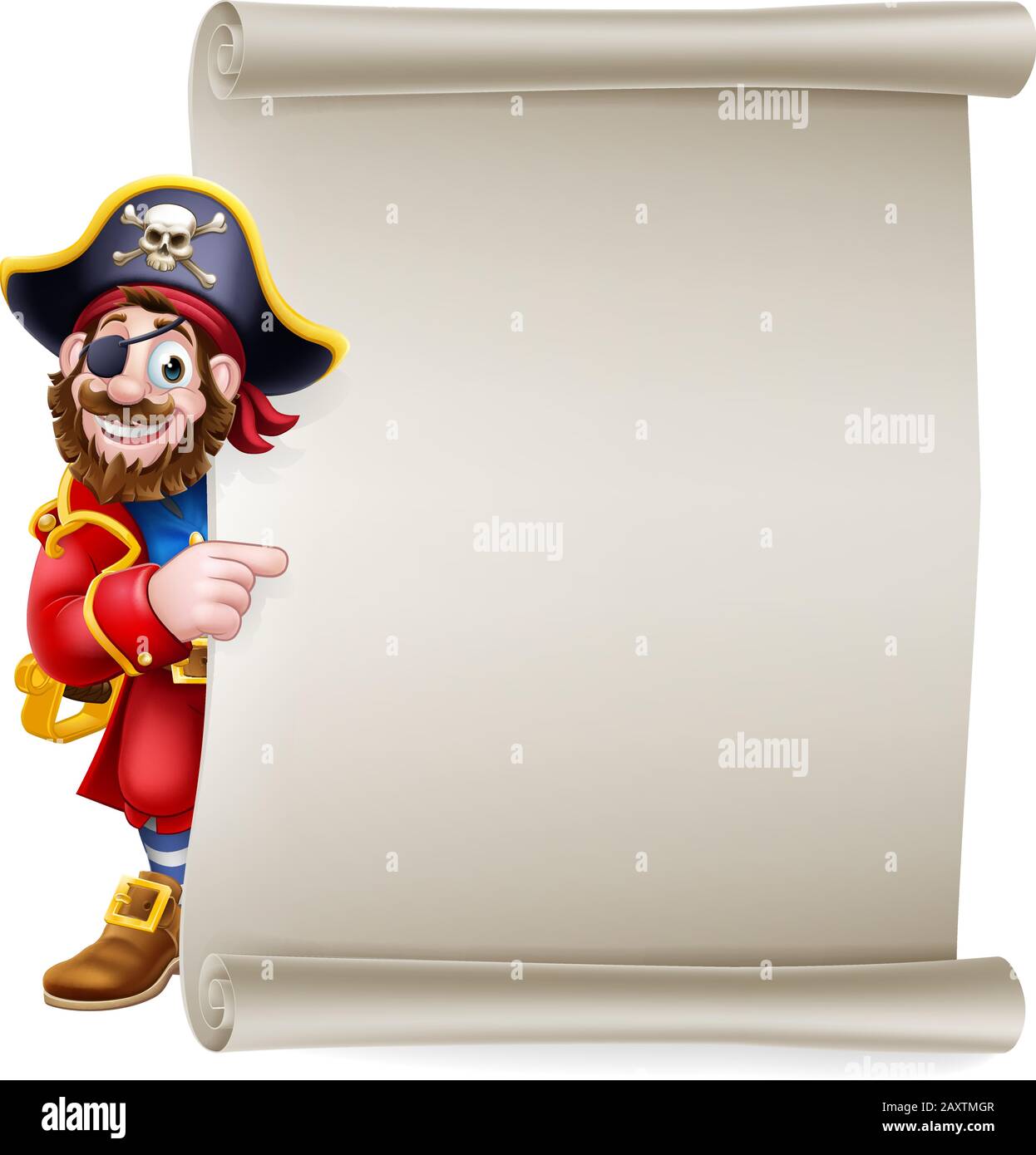 Pirate Captain Cartoon Scroll Sign Background Illustration de Vecteur