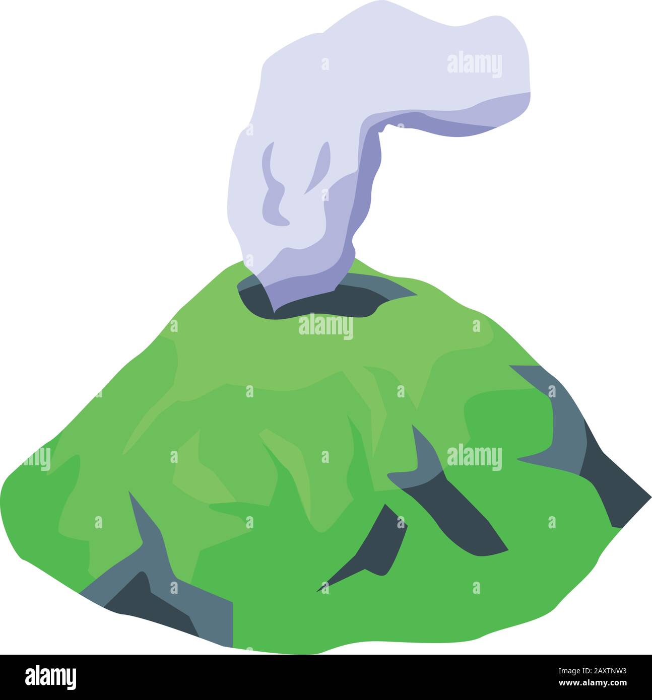 Icône représentant un volcan fumeur, style isométrique Illustration de Vecteur