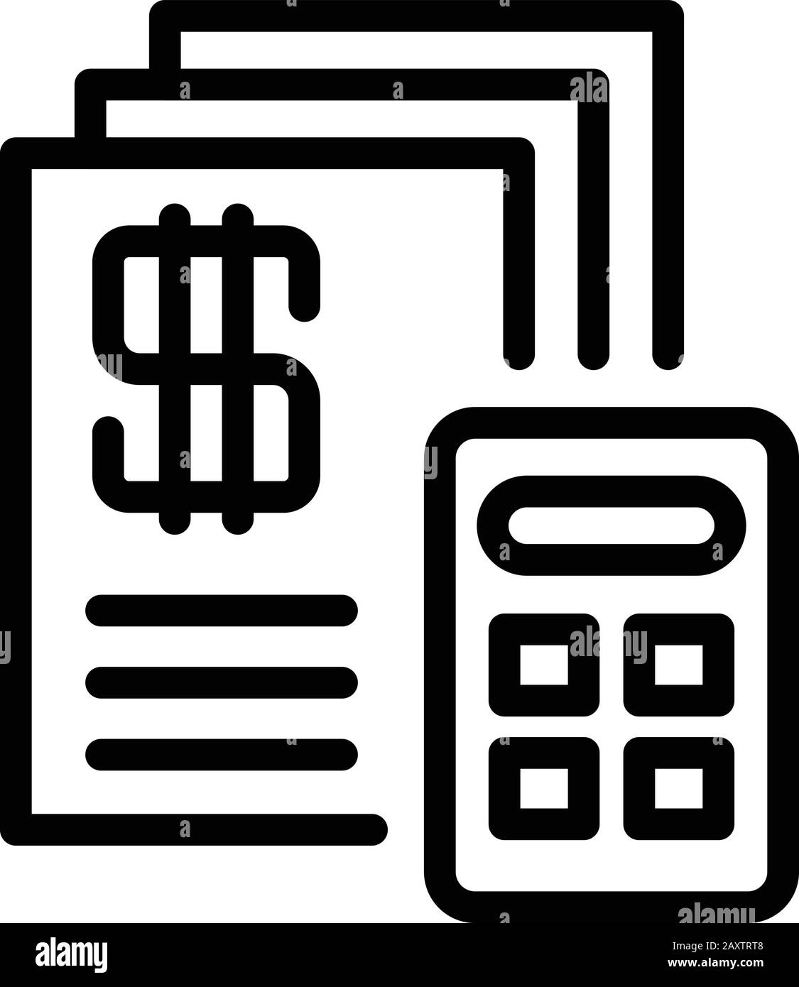 Icône calculateur de taxe, style de contour Illustration de Vecteur