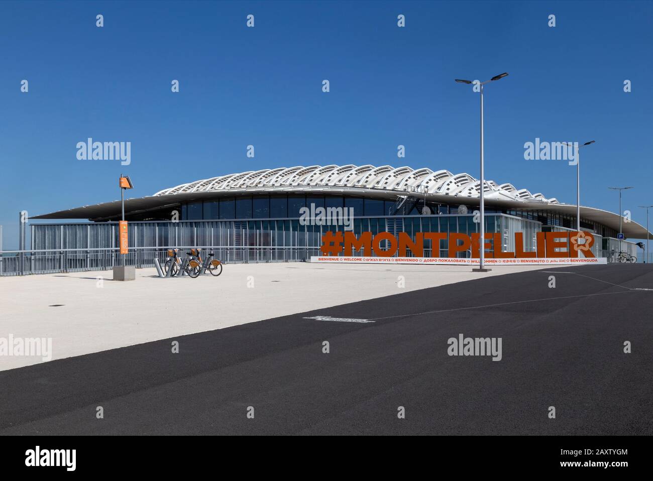 Nouvelle gare TGV à Montpellier-Sud-de-France. Architectes : Marc Mimram, Emmanuel Nebout. Montpellier France Banque D'Images