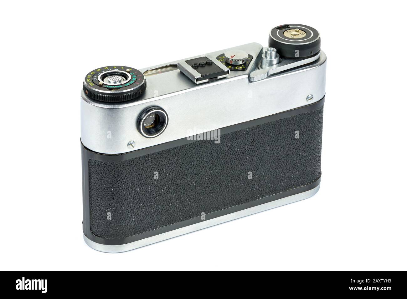 Vue arrière de la caméra analogique vintage isolée sur fond blanc avec chemin de découpe Banque D'Images