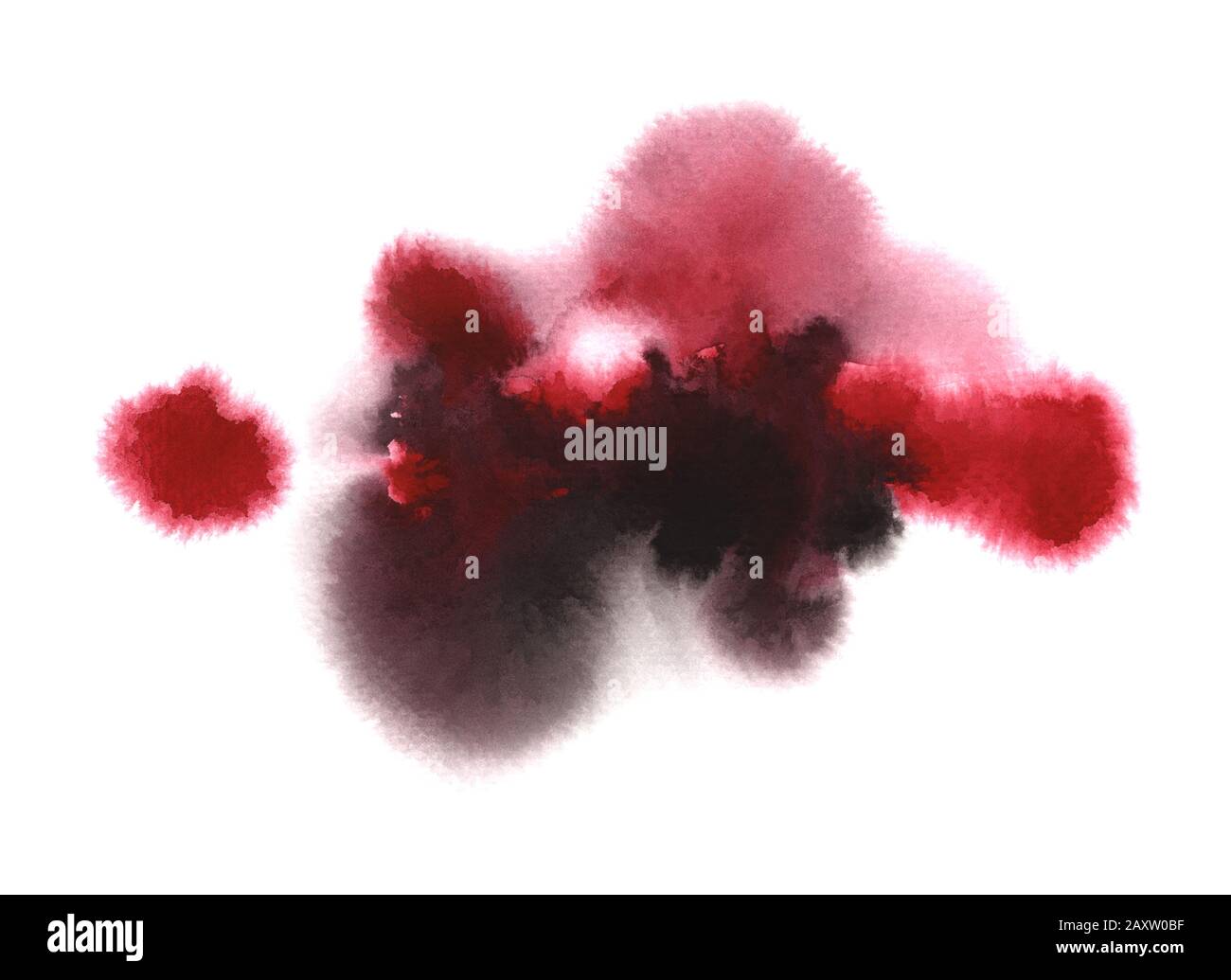 Taches rouges et noires abstraites aquarelles Banque D'Images