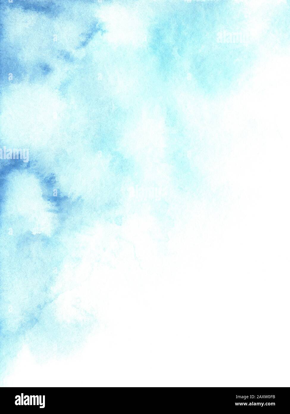 Fond dégradé bleu et blanc abstrait aquarelle Banque D'Images