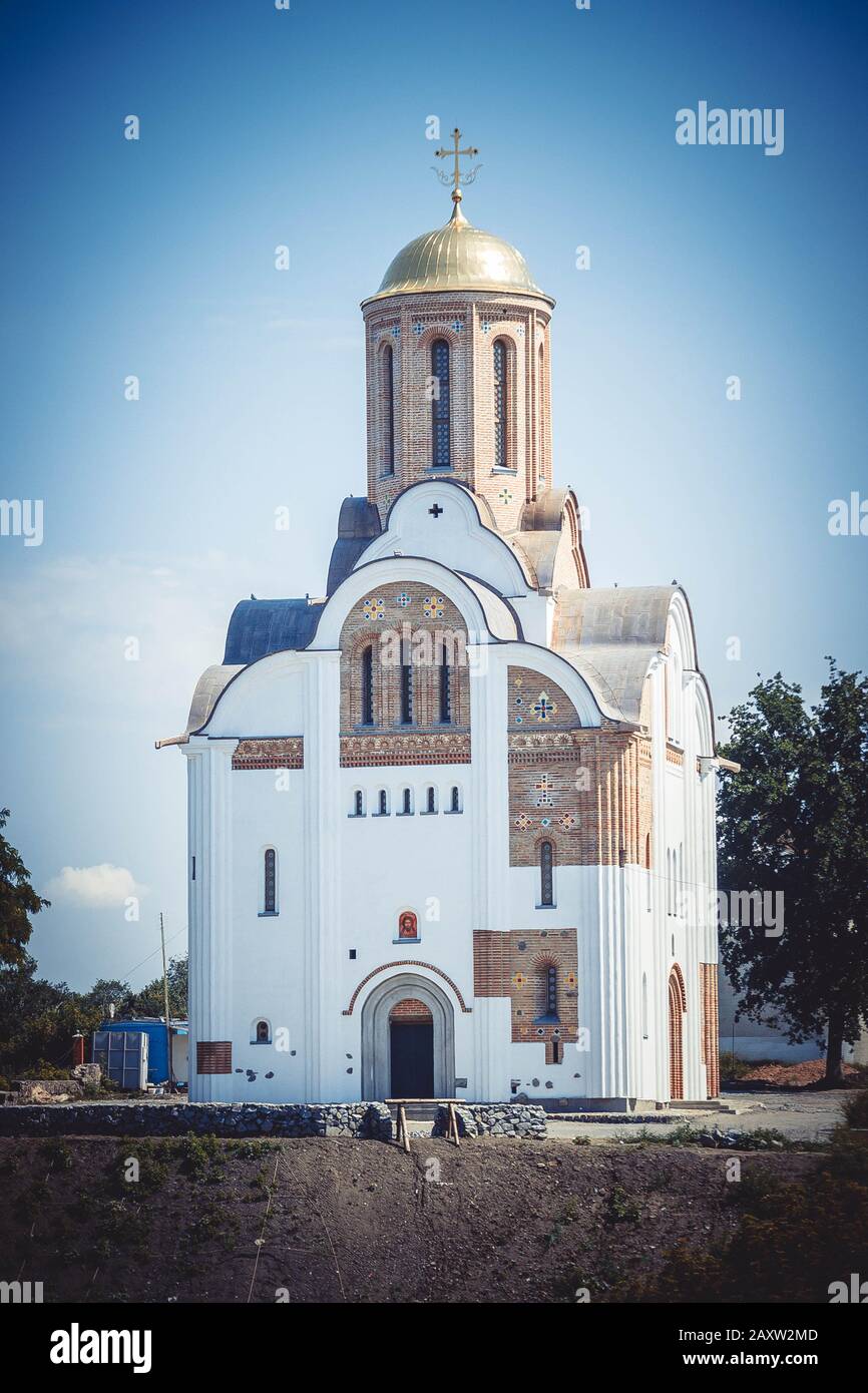 Église chrétienne reconstruction historique de style ancien, médiéval, filtre Banque D'Images