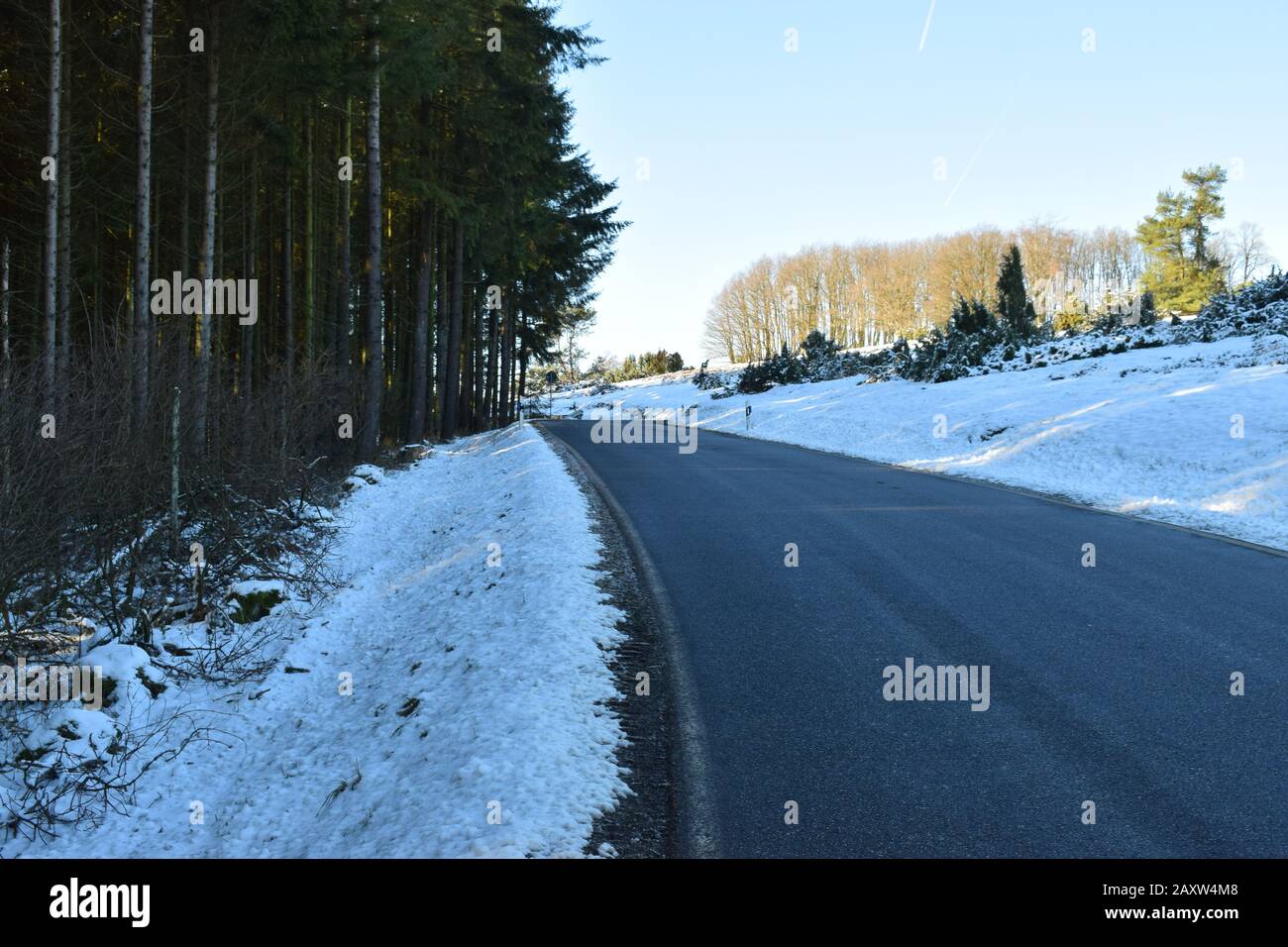 Neige à Bergheide Eifel Banque D'Images