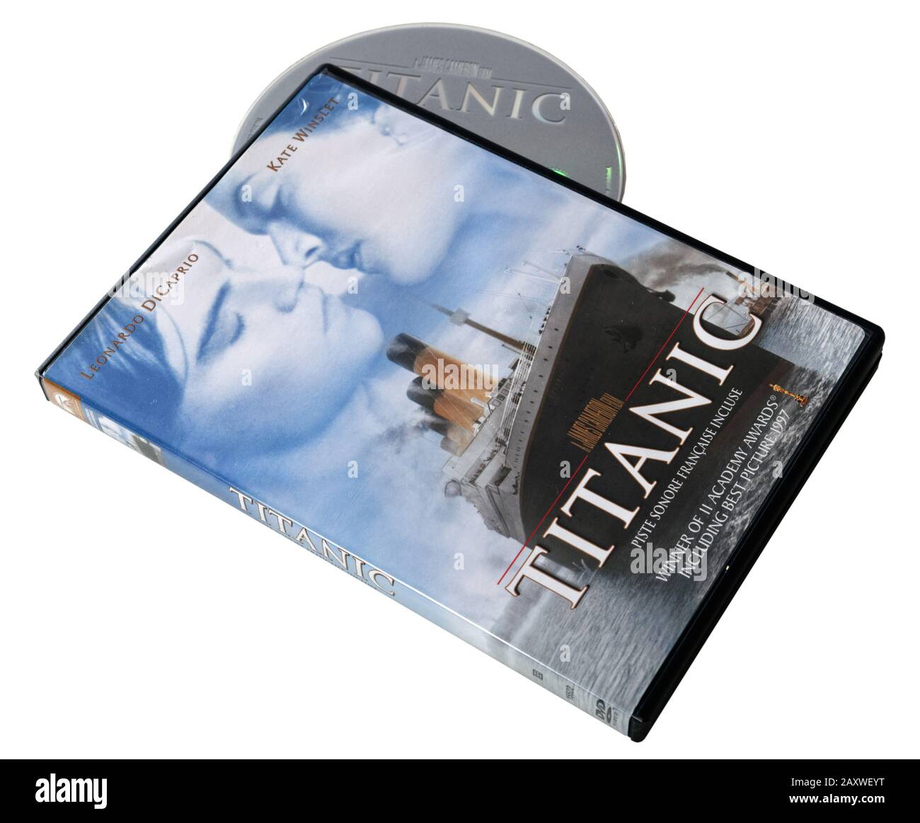 Film Titanic avec Leonardi DiCaprio et Kate Winslet sur DVD Banque D'Images